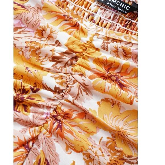 BloomChic Floral Heart Neckline Flutter Sleeve Dress - Picture 7 of 9